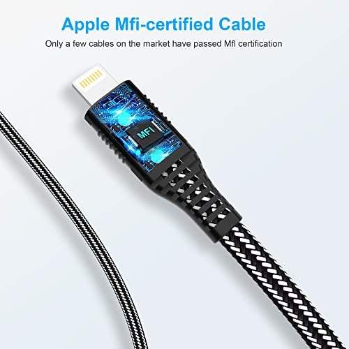 [Apple MFI Certified] כבל טעינה קצר של אייפון, 3 חבילות USB A עד כבל מטען ברק ו -2 חבילות USB C לכבל